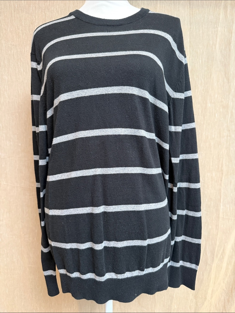 Old Navy Black Sweater with Light Gray Stripe